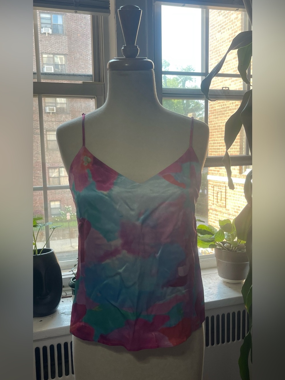 Rails Silk-Feel Cami in Pink & Teal Watercolor